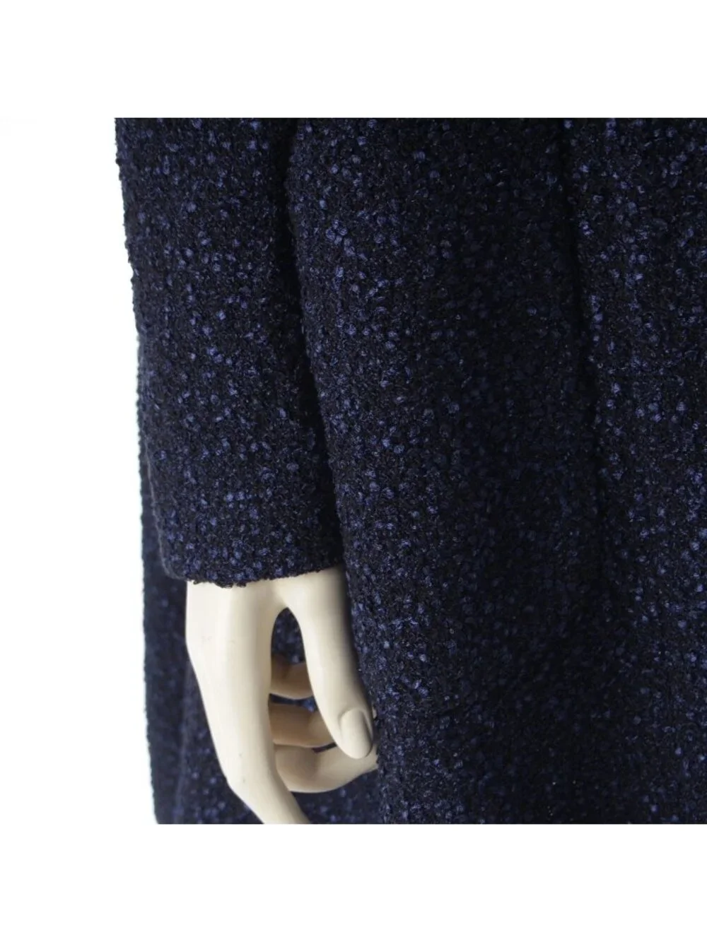 Chanel Tweed Gown Coat Navy 36
